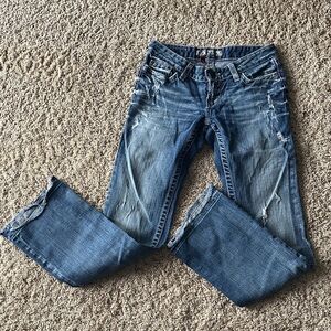 BKE Women’s Distressed Blue Denim Jeans